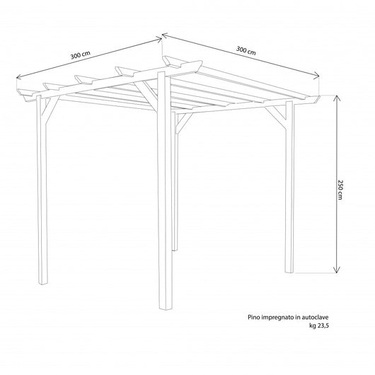 Pergola da Giardino 3x2,5 in legno - FRANCE