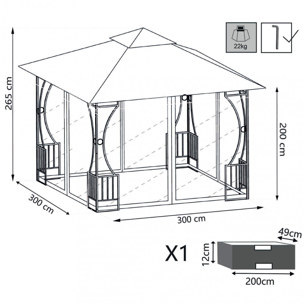 Gazebo da Giardino 3x3 in acciaio - TIM