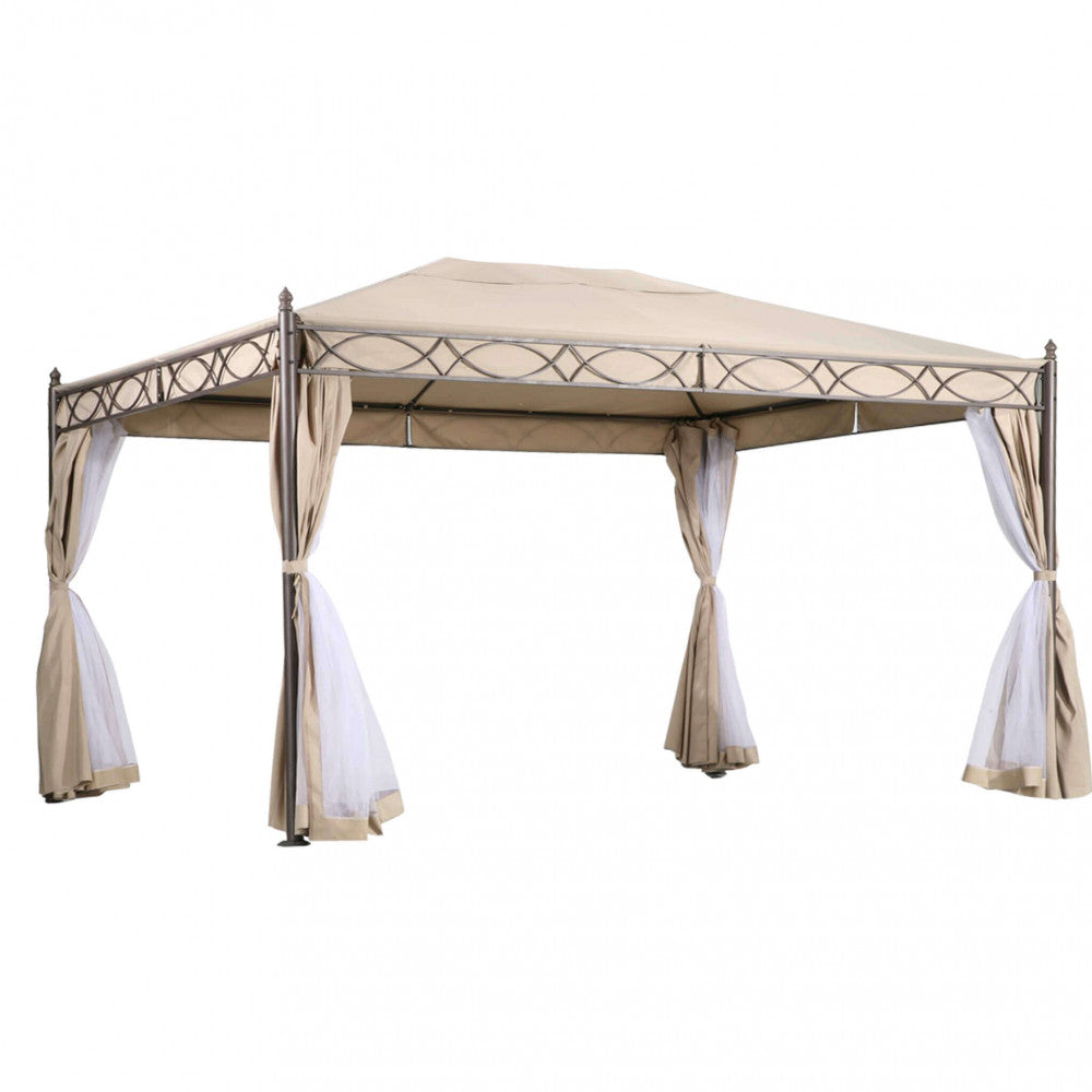 Gazebo da Giardino 3x4 con pareti in acciaio,poliestere - HUFFIE