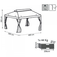 Gazebo da Giardino 3x4 in alluminio,poliestere - GRANT