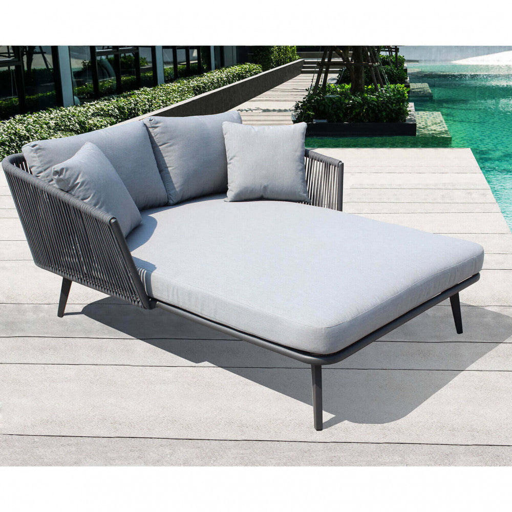 Divano Letto da Giardino con cuscini in Alluminio,Corda cm 160x139x70 - RANULPH