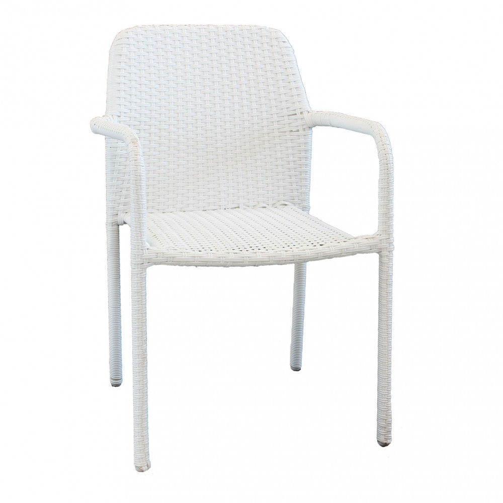 Poltrona da Giardino in Wicker,Acciaio cm 55x59,5x84 - AXEL Colore: Bianco