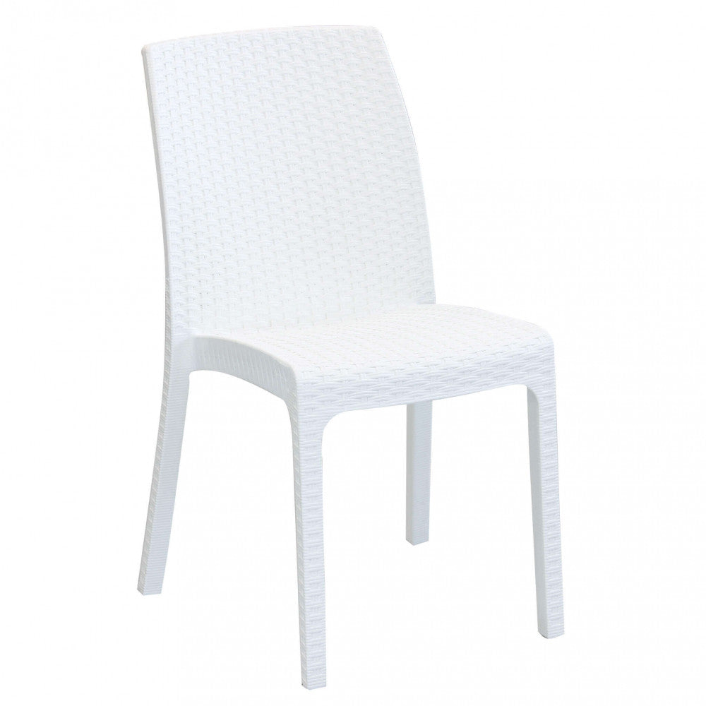 Sedia da Giardino Impilabile in Wicker cm 47x59x86 - VIRGINIA Colore: Bianco