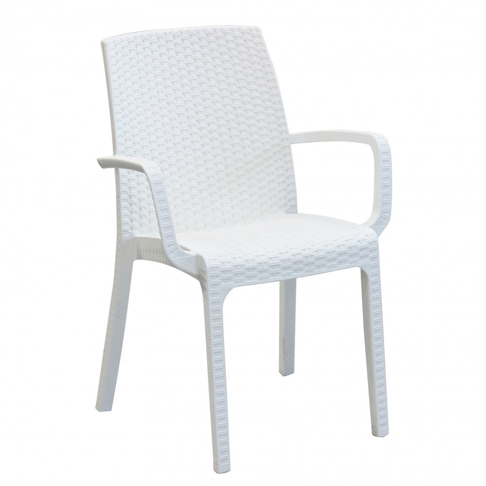 Poltrona da Giardino Impilabile in Wicker cm 57x59x86 - VIRGINIA Colore: Bianco