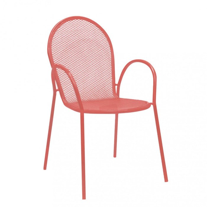 Poltrona da Giardino Impilabile in Acciaio cm 51x61x90 - JOEL Colore: Rosso Corallo