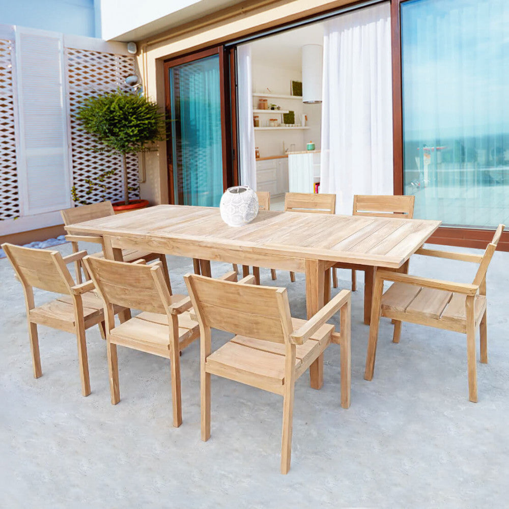 Tavolo da Giardino in Teak Allungabile cm 220-300 x 100 - POLDIE