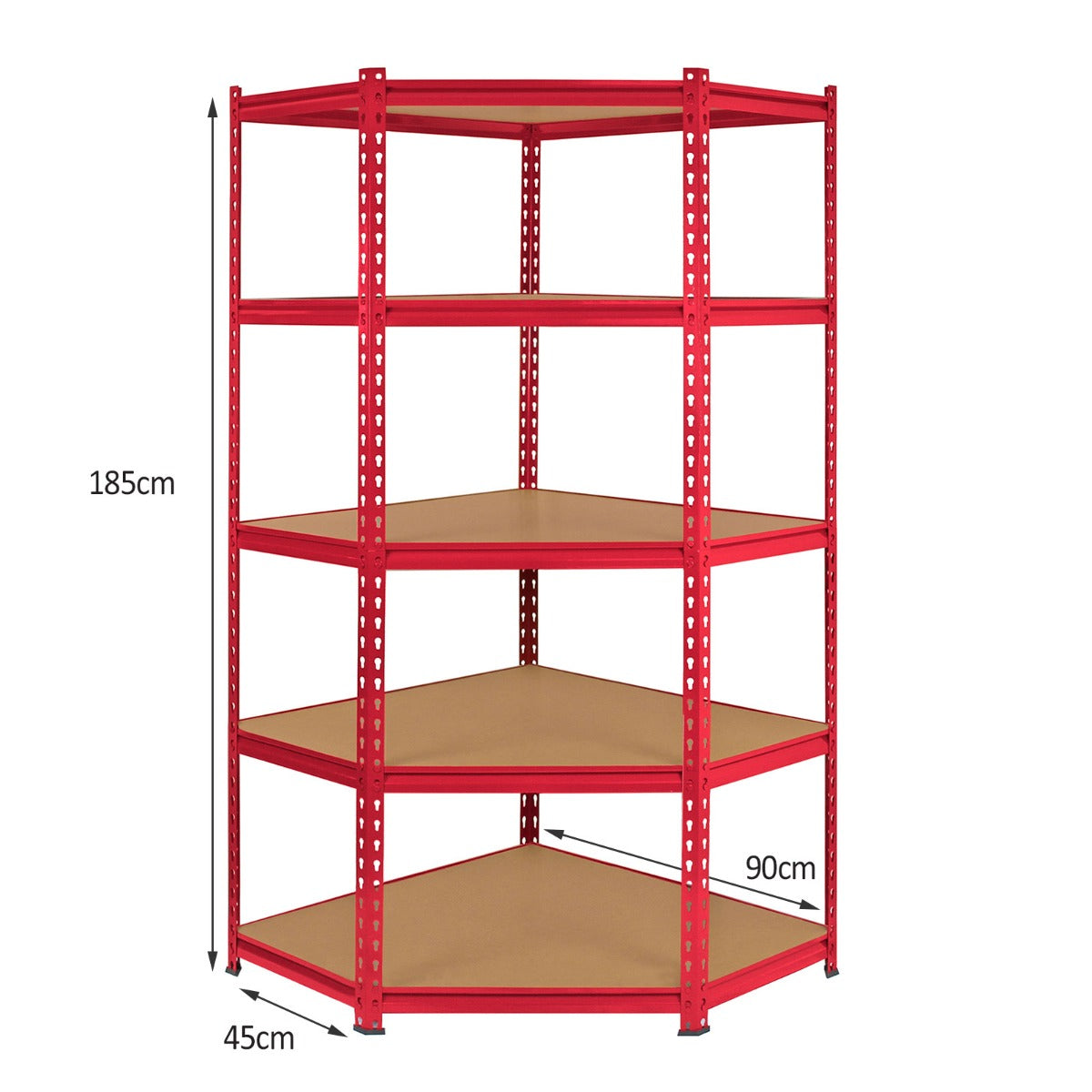 1 Scaffale ad Angolo & 4 Scaffali Z-Rax in Acciaio Senza Bulloni Rossi per Box