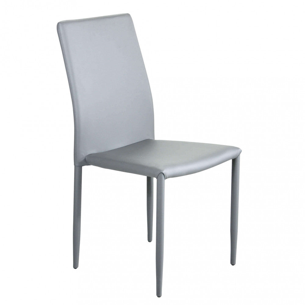 Sedia da Pranzo Moderna in Ecopelle,Acciaio cm 41x43x90 - RACHEL Colore: Grigio chiaro