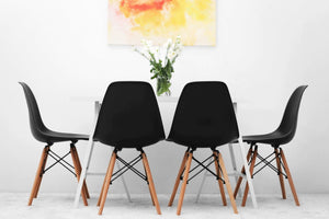 Sedia per Sala da Pranzo scandinava in Legno,Acciaio,Plastica cm 53x47x82 - NOAH Colore: Nero