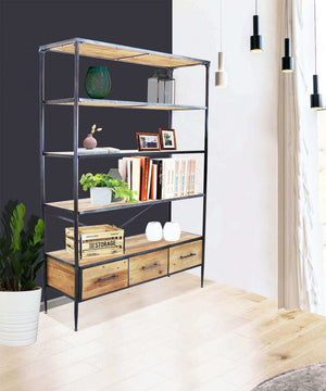 Libreria in Legno,Metallo cm 128x44,5x153,5 - DENE