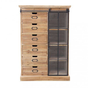 Cassettiera con anta scorrevole in Legno,Metallo cm 82x39,5x123 - BRENNAN