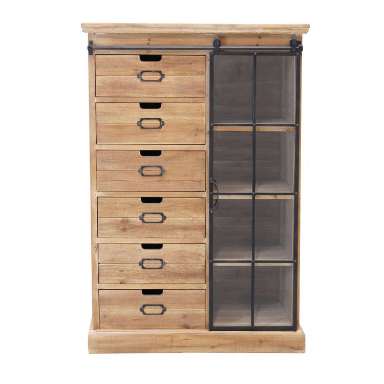 Cassettiera con anta scorrevole in Legno,Metallo cm 82x39,5x123 - BRENNAN