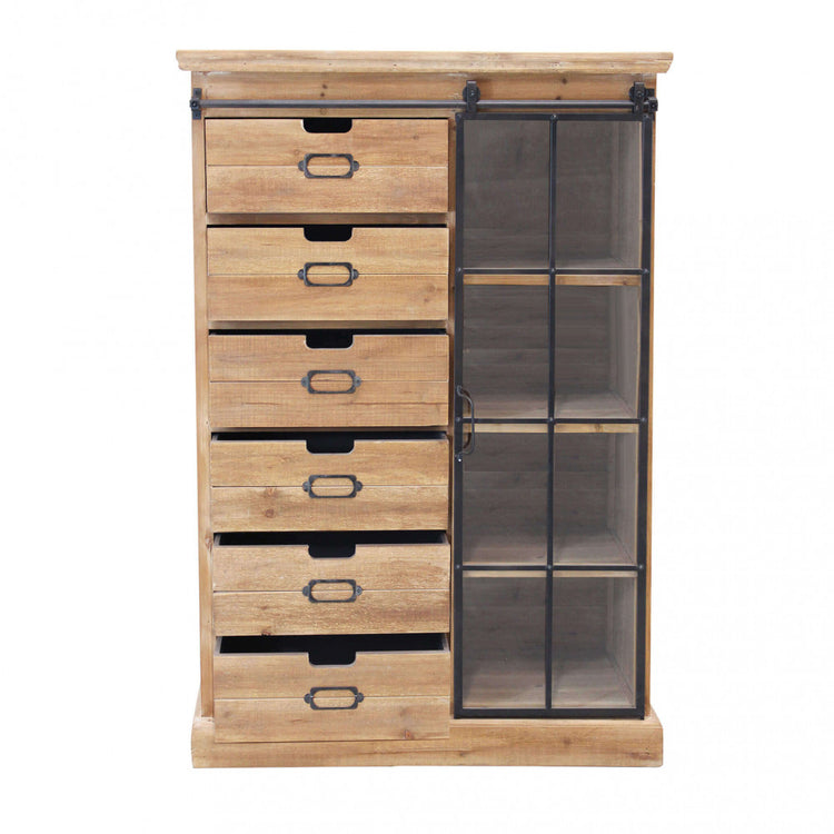 Cassettiera con anta scorrevole in Legno,Metallo cm 82x39,5x123 - BRENNAN