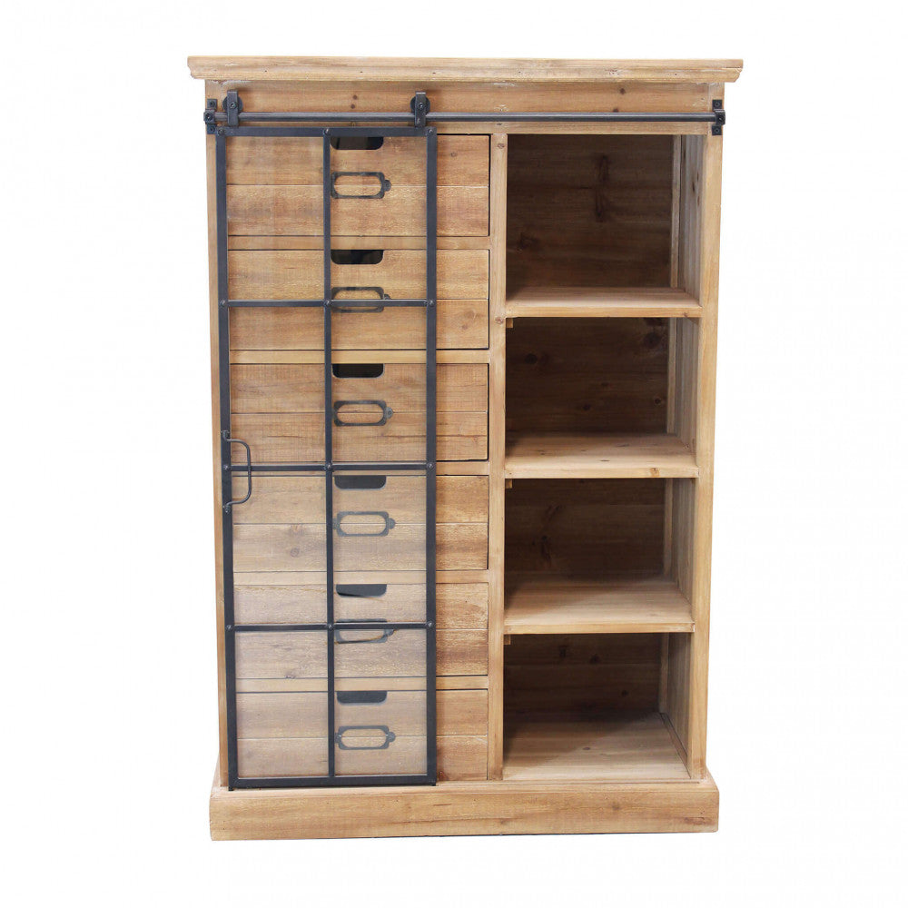 Cassettiera con anta scorrevole in Legno,Metallo cm 82x39,5x123 - BRENNAN