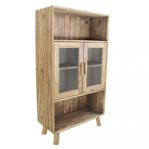 Credenza con Vetrina in Pino riciclato cm 90x40x160 - PINE