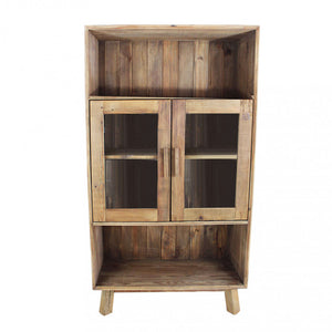 Credenza con Vetrina in Pino riciclato cm 90x40x160 - PINE