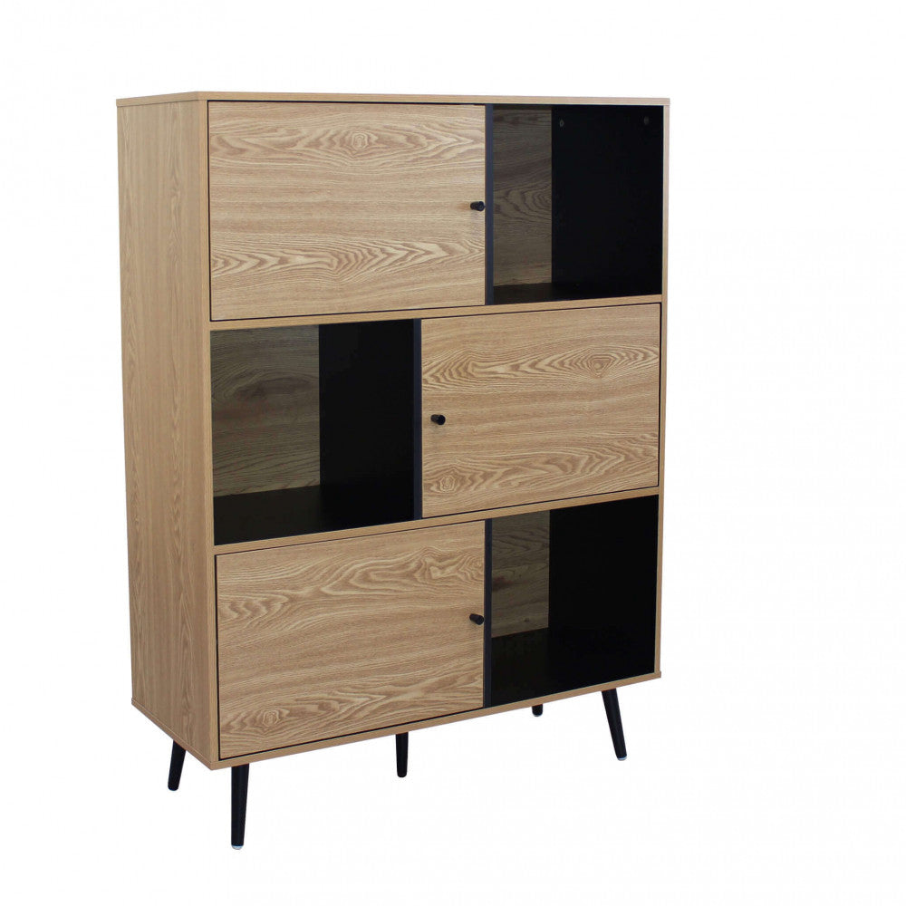 Credenza Moderna con 6 vani in Truciolare cm 100x39,5x135 - QUANAH