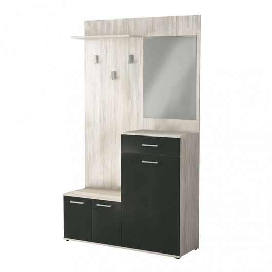 Mobile Ingresso con attaccapanni in Truciolare cm 115x35x197 - NATHANIEL Colore: Marrone chiaro