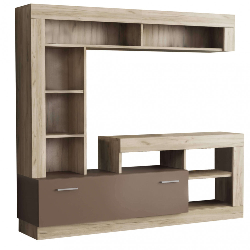 Parete Attrezzata per Soggiorno in Truciolare cm 185x40x90 - GABE Colore: Taupe