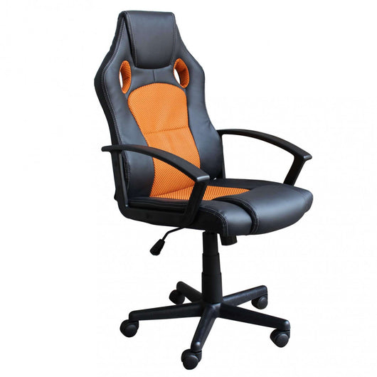 Poltrona da Gaming reclinabile in Poliuretano cm 61x65x114 - FORGE Colore: Arancione