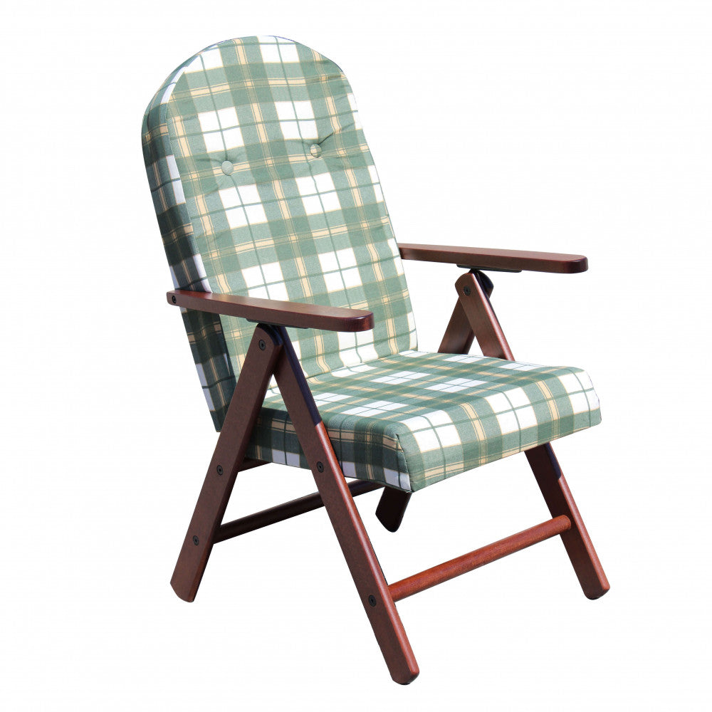 Poltrona Sdraio 4 posizioni con cuscino in Cotone,Legno cm 61x75x110 - BURT Colore: Verde