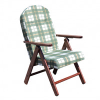 Poltrona Sdraio 4 posizioni con cuscino in Cotone,Legno cm 61x75x110 - BURT Colore: Verde