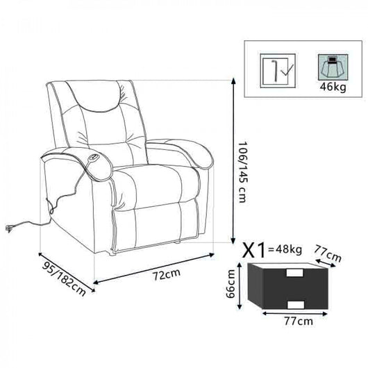 Poltrona elettrica alzapersona in Ecopelle cm 72x95x106 - PRIME