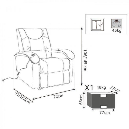 Poltrona elettrica alzapersona in Ecopelle cm 72x95x106 - PRIME