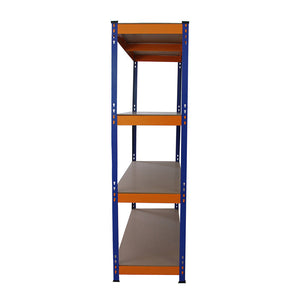 5 Scaffali in Acciaio Senza Bulloni S-Rax Blu e Arancione Larghi 150cm Magazzino