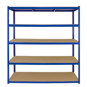 10 Scaffali in Acciaio Senza Bulloni T-Rax Blu Larghi 160cm per Magazzino e Box