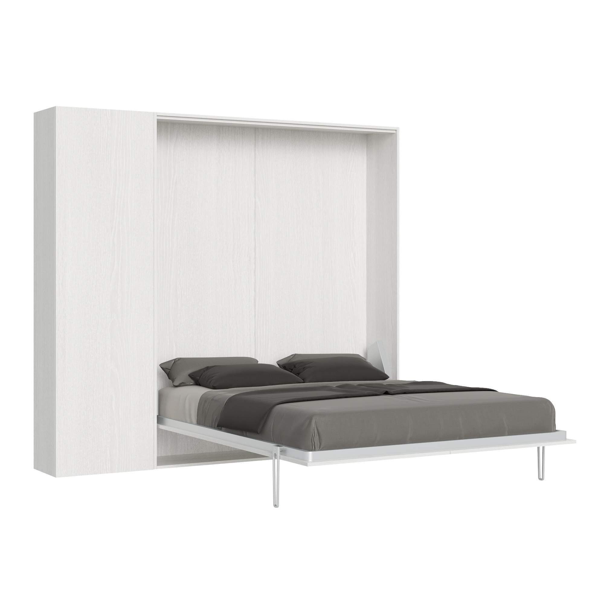 Letto matrimoniale a scomparsa Kentaro colonna sx-dx L.234 P.39 H.210 Colore: Bianco Frassinato