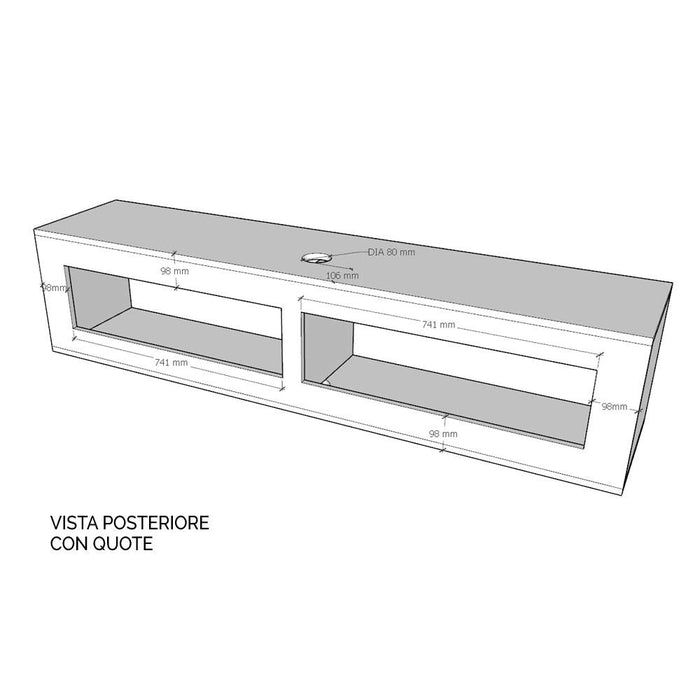 Pensile TV Ribalta con passa cavi L173,6 H40 P39,5 in Nobilitato Colore: Bianco Frassinato