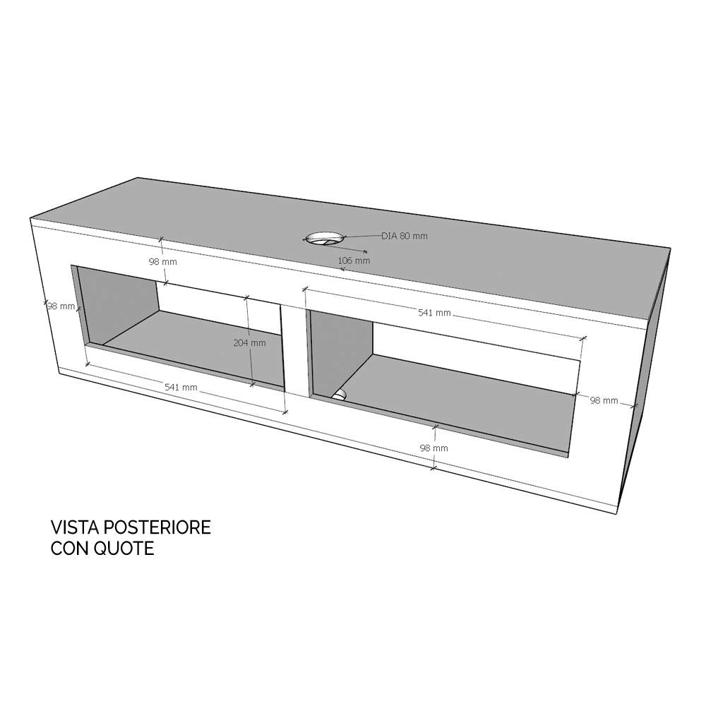 Pensile TV Ribalta con passa cavi L133,6H40 P39,5 in Nobilitato Colore: Noce