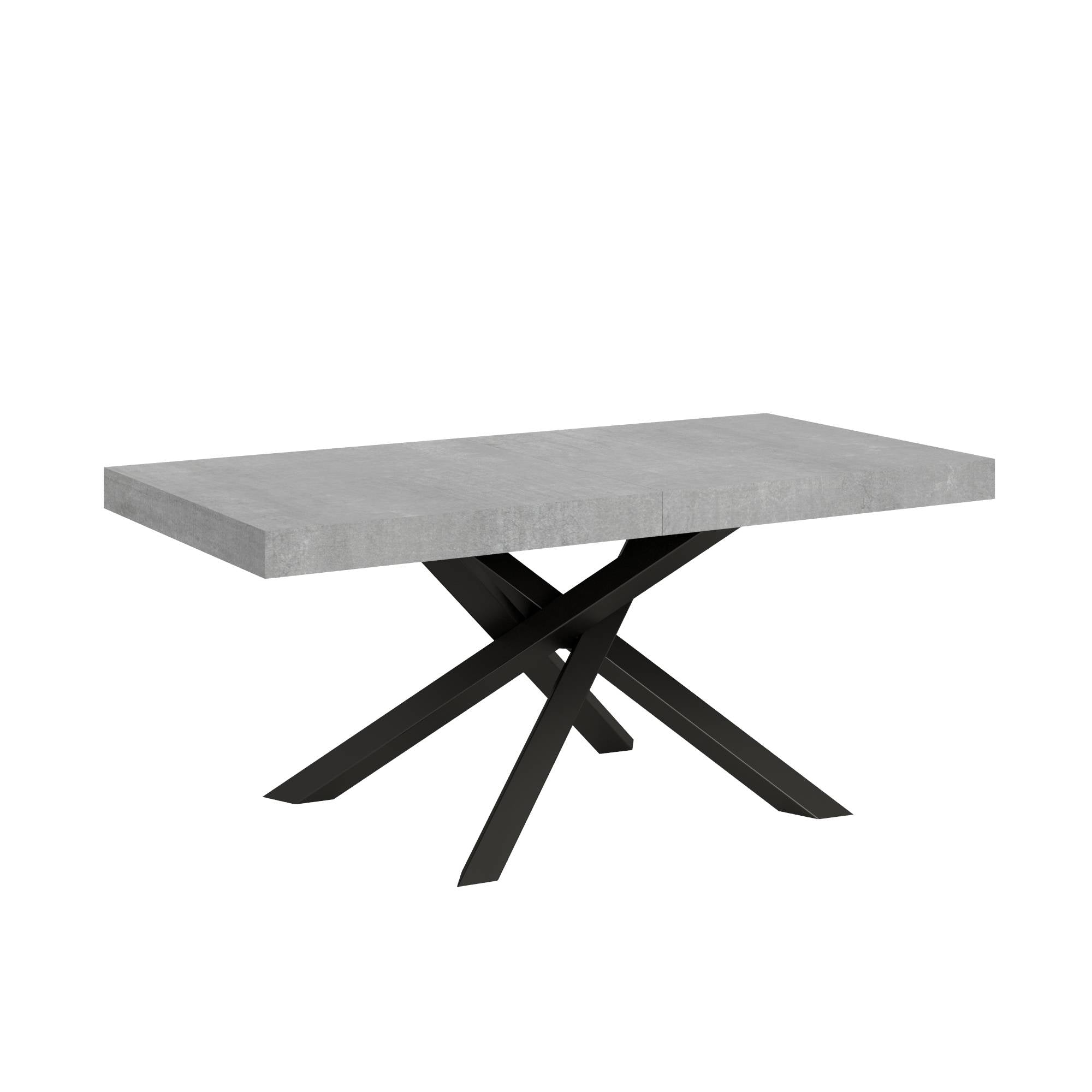 Tavolo da Pranzo Volantis 90x180 Allungato 90x284 in Nobilitato e Ferro Colore: Cemento