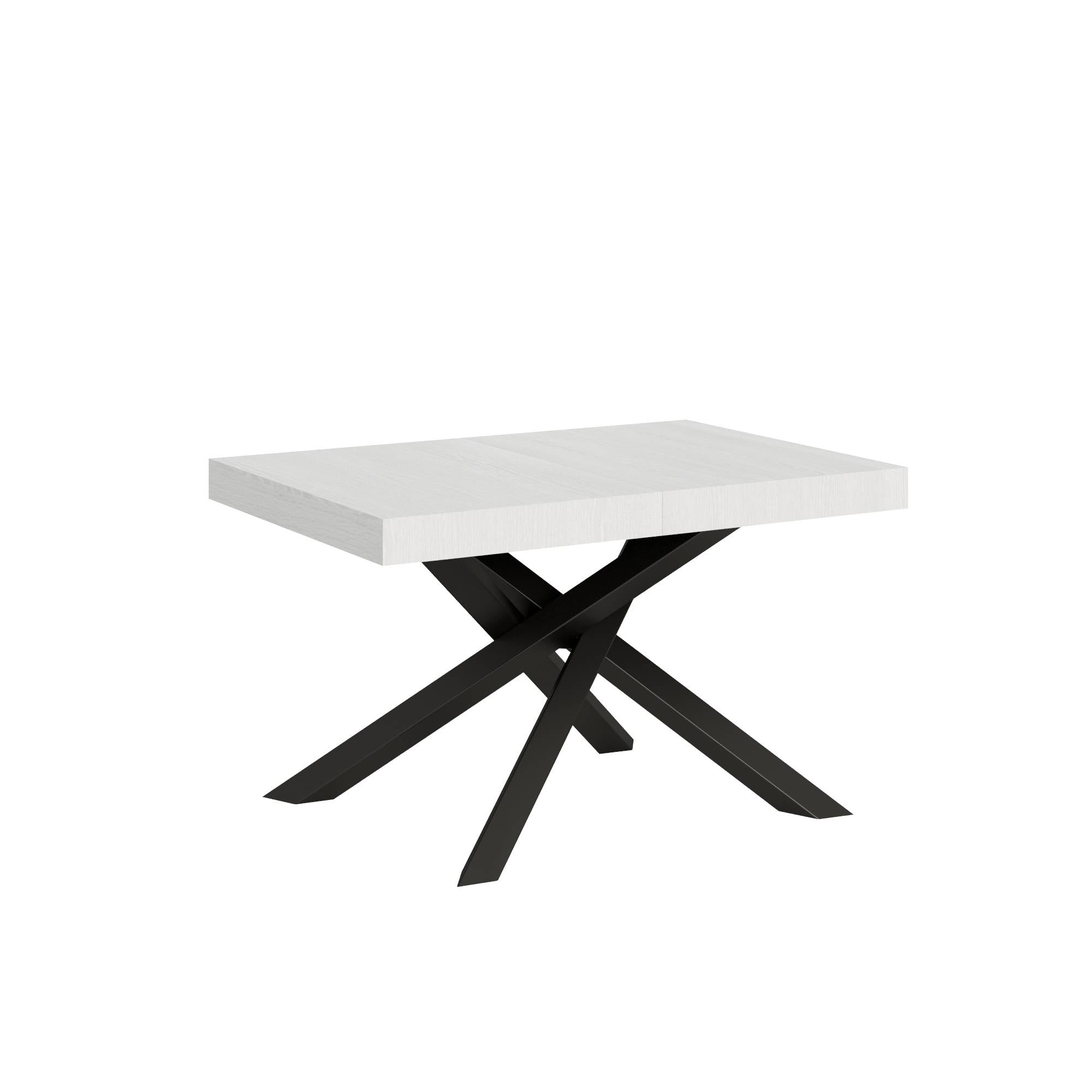 Tavolo da Pranzo Volantis 90x130 Allungato 90x234 in Nobilitato e Ferro Colore: Bianco Frassinato