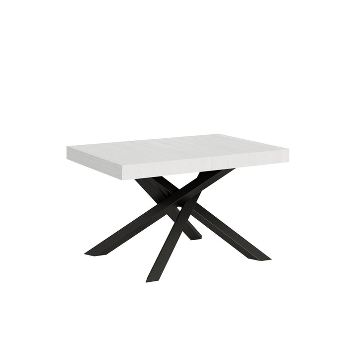 Tavolo da Pranzo Volantis 90x130 Allungato 90x234 in Nobilitato e Ferro Colore: Bianco Frassinato