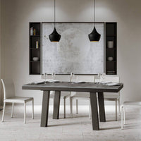 Tavolo da Pranzo Bridge Evolution 90x160 Allungato 90x264 in Nobilitato e Ferro Colore: Cemento