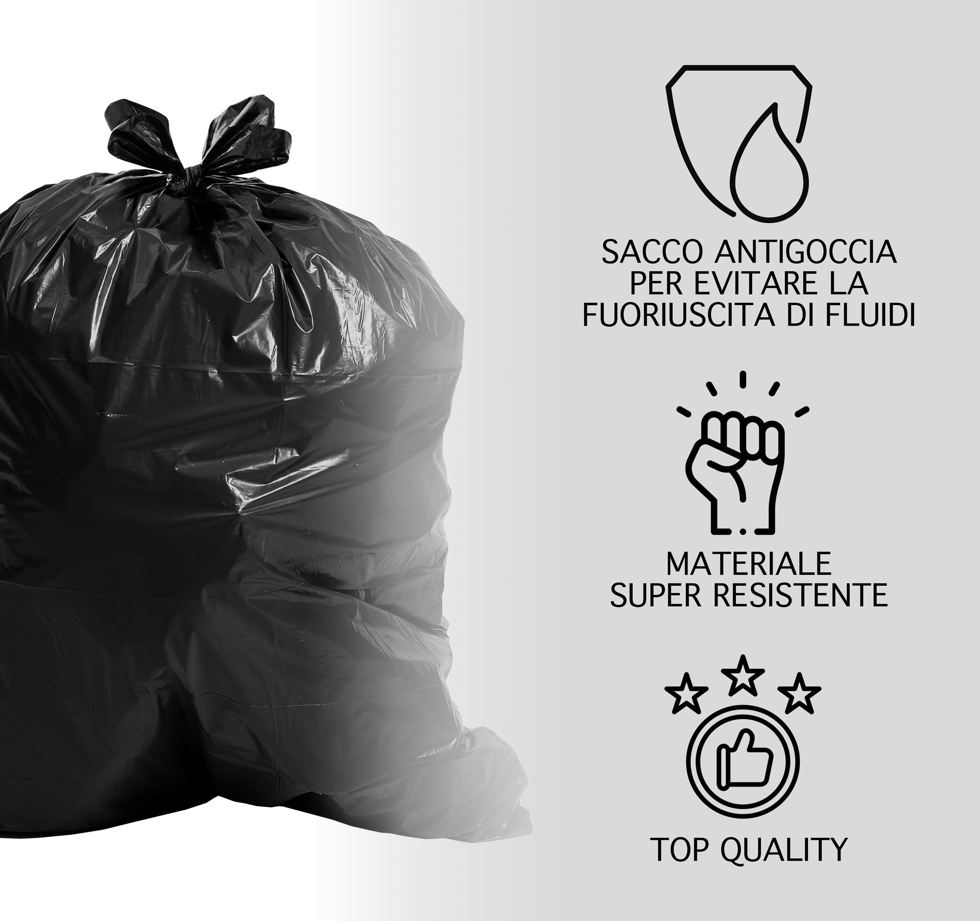 100 Sacchi Spazzatura SuperResistenti Con Legacci Colore Nero Sacchetti Immondizia Condominiali Raccolta Differenziata Disponibili 30-60-110 Litri Antigoccia Antistrappo Impermeabili  - Nero - 50x60