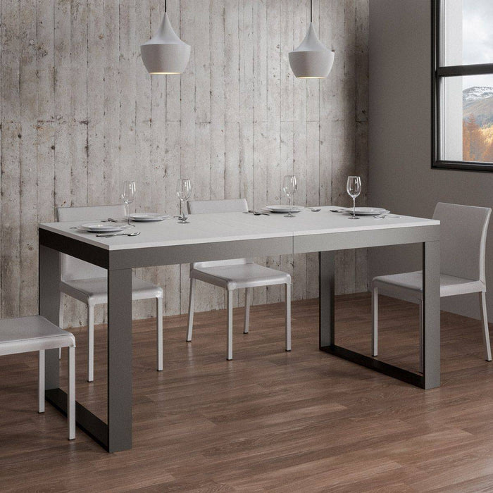 Tavolo da Pranzo Tecno Evolution 90x180 Allungato 90x284 in Nobilitato e Ferro Colore: Bianco Frassinato