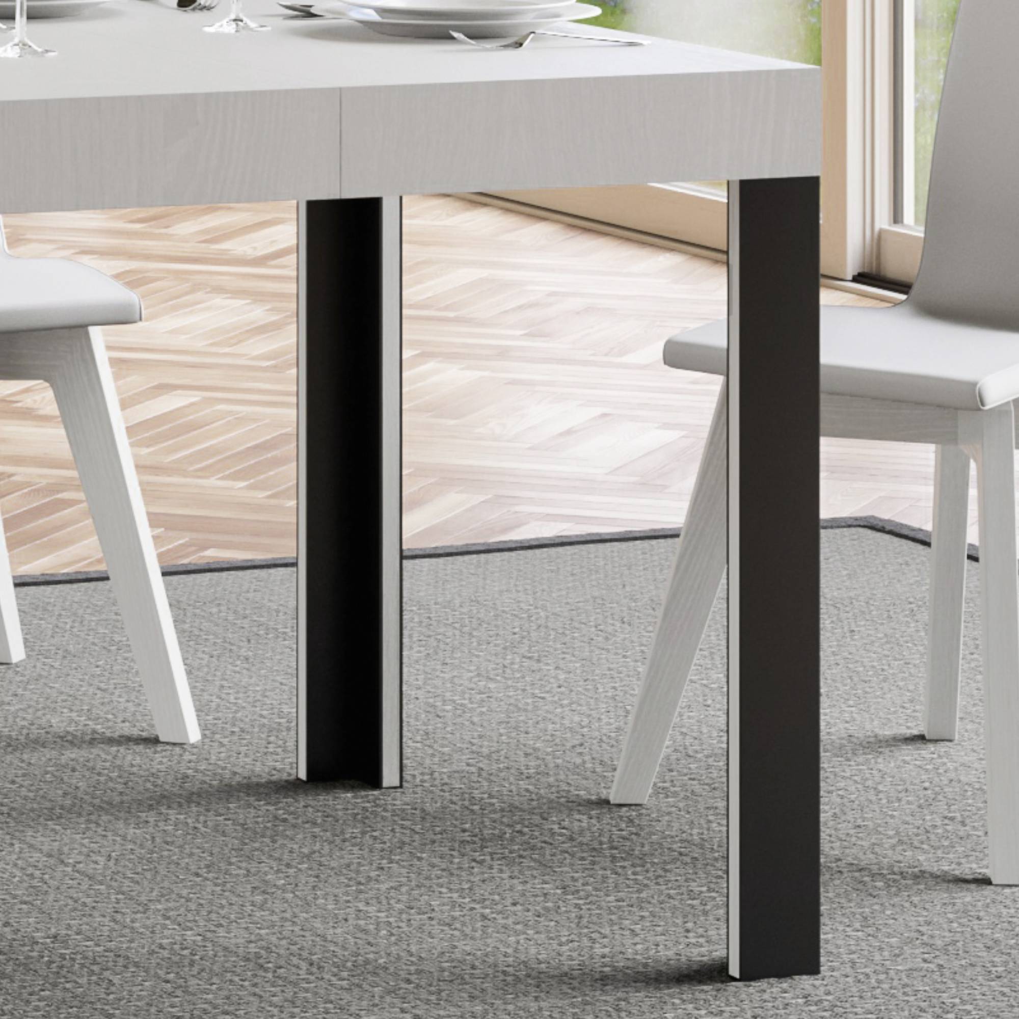 Tavolo da Pranzo Linea Allungabile 90x130 Allungato 234 in Nobilitato e Ferro Colore: Bianco Frassinato