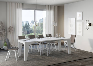 Tavolo da Pranzo Naxy 90x90 Allungabile fino a 246 cm in Nobilitato Colore: Bianco Frassinato