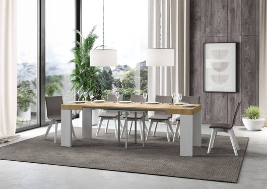 Tavolo da Pranzo Roxell 90x90 Allungabile fino a 246 cm in Nobilitato Colore: Quercia Bianco