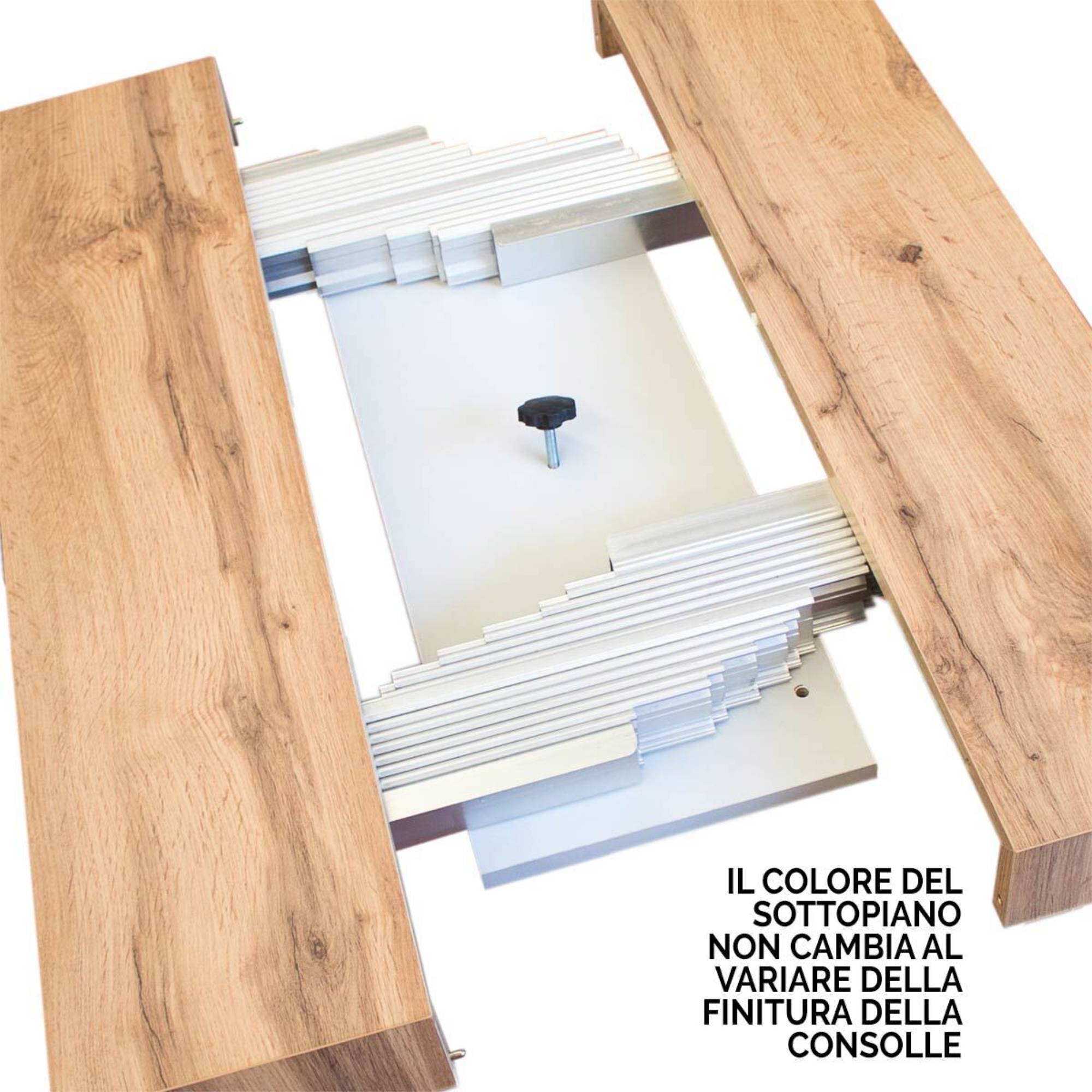 Consolle allungabile Roxel L.90 P.42 H.77 (allungabile fino a 300 cm) Colore: Bianco Frassinato