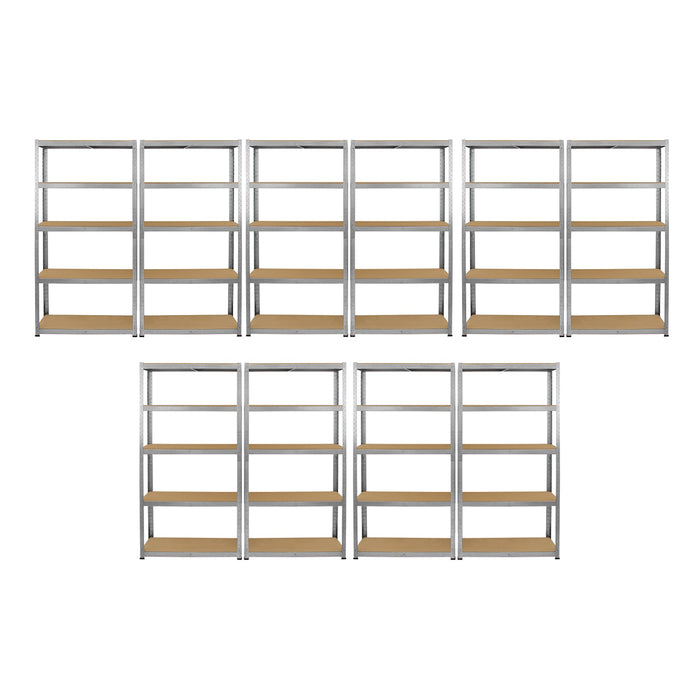 10 Scaffali in Acciaio Senza Bulloni Galwix Grigi Larghi 90cm per Magazzino