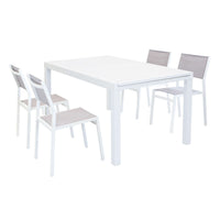 DAVID - set tavolo da giardino con sedie rettangolare allungabile 160/240x90 Posti: 4, Colore: Bianco