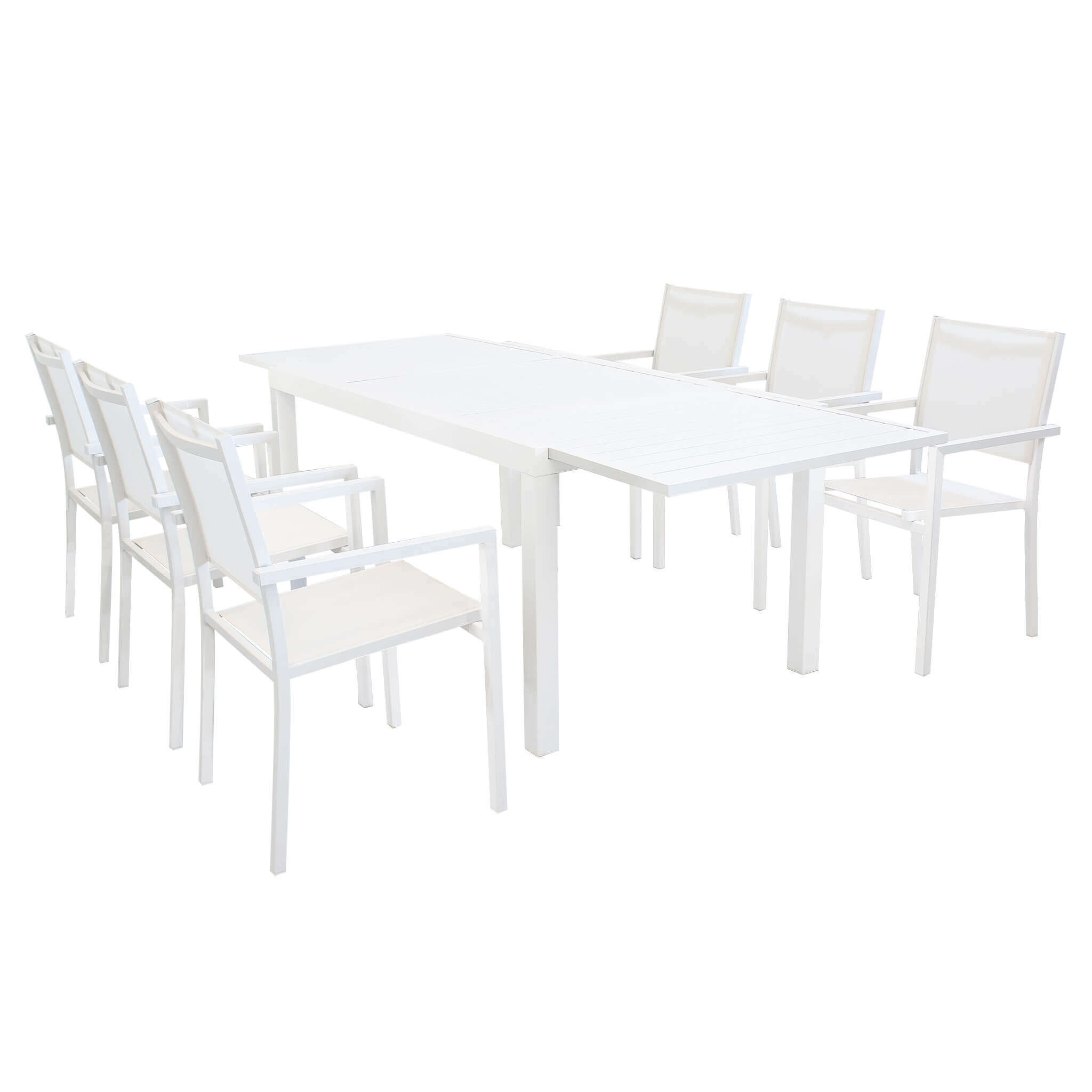 DAVID - set tavolo da giardino con sedie allungabile 160/240x90 Colore: Bianco, Posti: 6