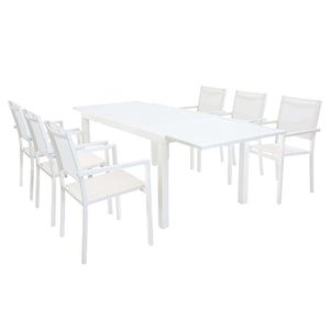 DAVID - set tavolo da giardino con sedie allungabile 160/240x90 Colore: Bianco, Posti: 6