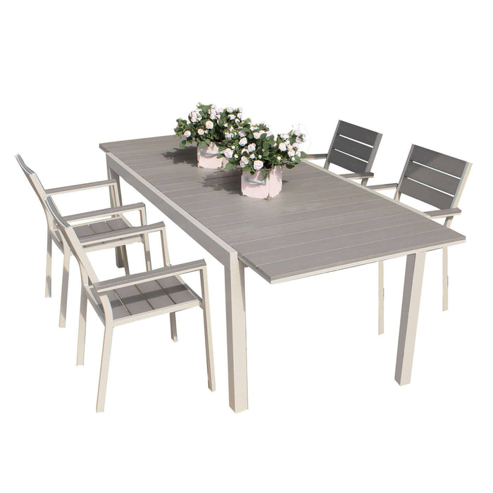 MONTY - set tavolo da giardino con sedie allungabile 180/240x100 Posti: 4, Colore: Tortora