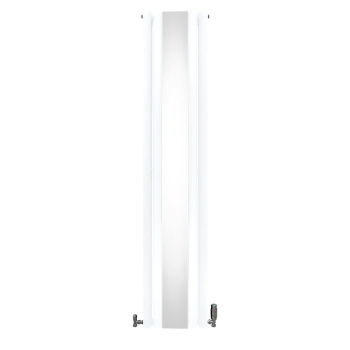 Radiatore e Valvole Cromate a Specchio Pannelli Ovali - 1800mm x 380mm - Bianco