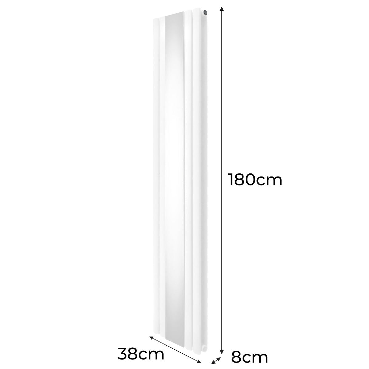 Radiatore e Valvole Cromate a Specchio Pannelli Ovali - 1800mm x 380mm - Bianco